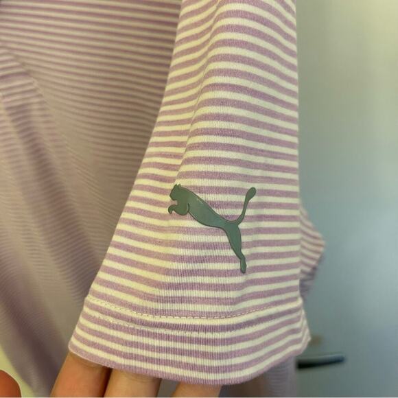 PUMA Golf Men’s Stripe Polo Shirt Medium Lupine Heather Purple Performance - Picture 3 of 5